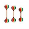 Piercing micro banane pour arcade bille Rasta en acrylique couleur vert jaune rouge jamaique pas cher