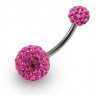 Piercing nombril double Cristal Rose piercing nombril barre en titane haute résistance