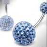 Piercing nombril double Cristal autrichien Bleu ciel avec barre en tatane g23