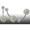 Piercing nombril strass irisé cristal de swarovski barre titane