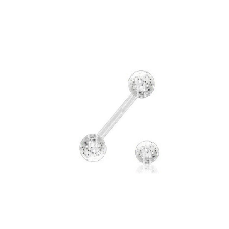 Lot De 6 Piercing Langue Bioflex - Boules Acrylique - Tige 16mm X 1.6mm - NEUF