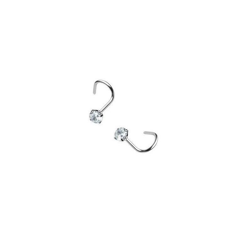2 Couleurs Piercing nez cristal griffe argent 925