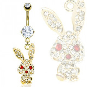 piercing nombril doré lapin crétin plaqué or