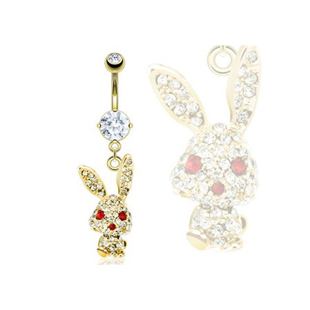 piercing nombril doré lapin crétin plaqué or