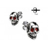 Boucle oreille homme acier chirurgical tête de mort Skull yeux rouge