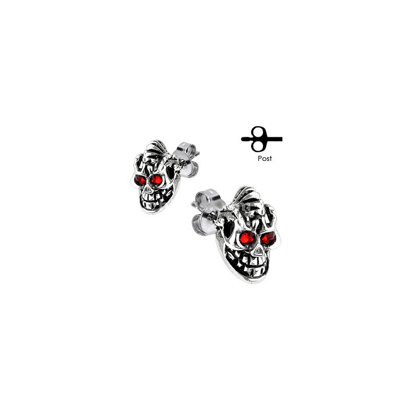 Boucle oreille homme acier inoxydable de qualité motif punk tête de mort