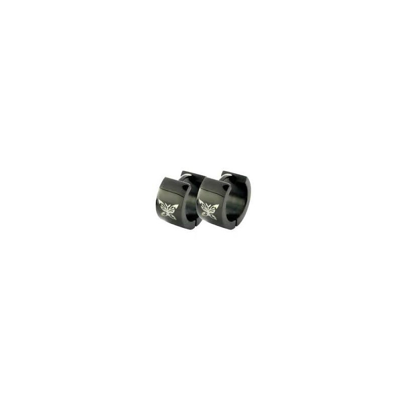 boules oreille Anneaux Noir Papillon acier chirurgical