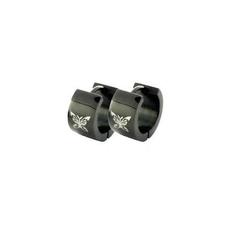 boules oreille Anneaux Noir Papillon acier chirurgical