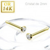 Piercing nez droit en Or jaune 14 carats avec cristal blanc