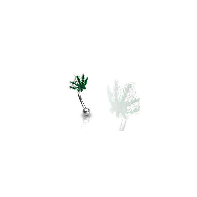 Piercing arcade feuille cannabis acier chirurgical pas cher