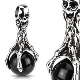 Pendentif acier chirurgical Skull motif tete de mort ball noir