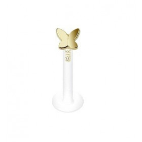 Piercing labret papillon en or 14K tige bioflex