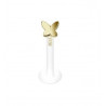 Piercing labret papillon en or 14K tige bioflex