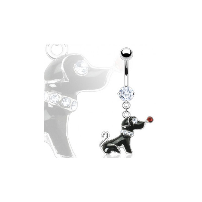 Piercing nombril chien pendant en acier chirurgical