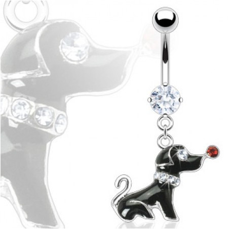 Piercing nombril chien pendant en acier chirurgical