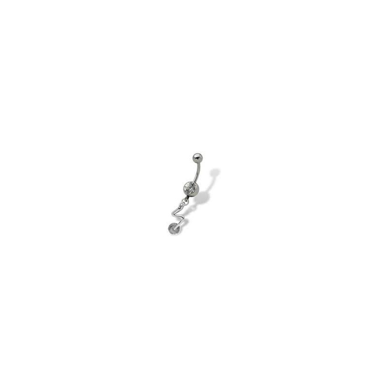 Piercing nombril argent 925 massif pendant éclaire