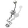 Piercing nombril argent 925 massif pendant éclaire