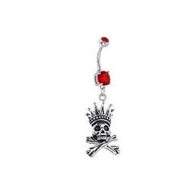 Piercing nombril pendentif pirate tête de mort