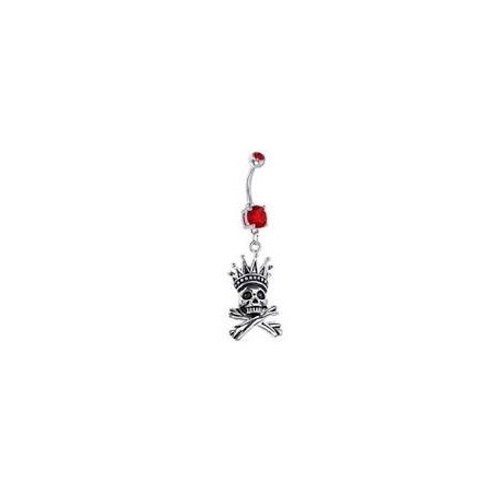 Piercing nombril pendentif pirate tête de mort