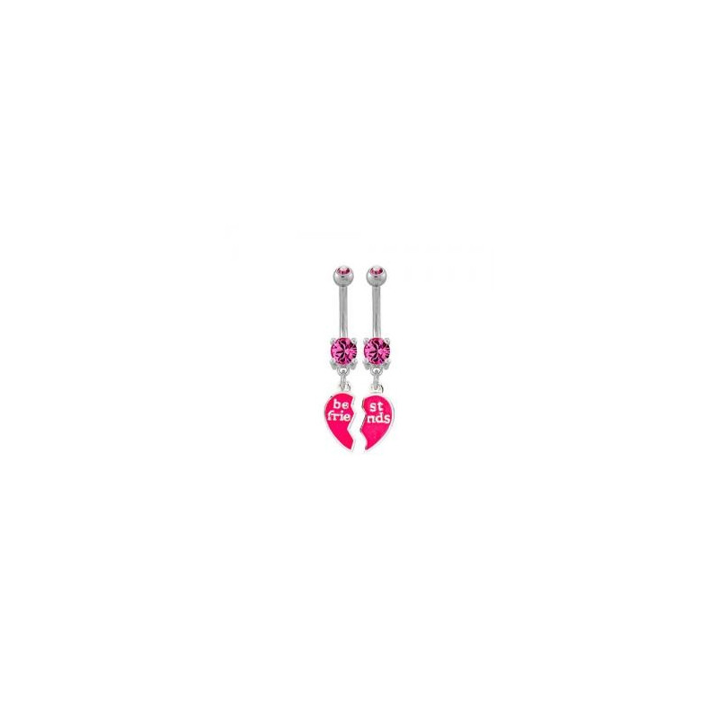 piercing nombril coeur Best friend rose pendant meilleurs amie du monde