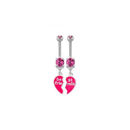 piercing nombril coeur Best friend rose pendant meilleurs amie du monde