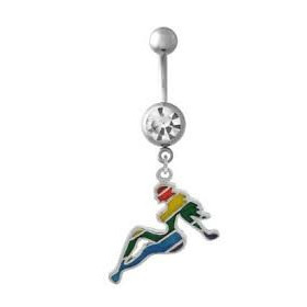 Piercing nombril pin up arc en ciel acier chirurgical pendant