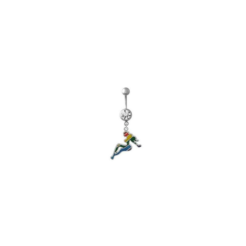 Piercing nombril pin up arc en ciel acier chirurgical pendant