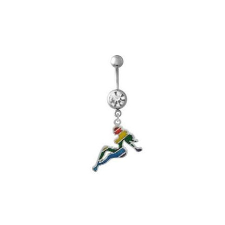 Piercing nombril pin up arc en ciel acier chirurgical pendant