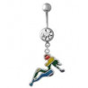 Piercing nombril pin up arc en ciel acier chirurgical pendant