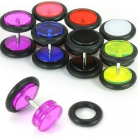 Piercing oreille faux plug fluo faux écarteur en plastique