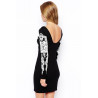 Mini robe moulante noir pour femme imprimé tatouage tribal dos nue