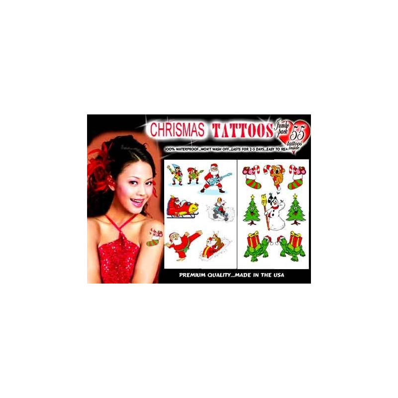 Tatouages autocollants Noel 55 tattoos Pack