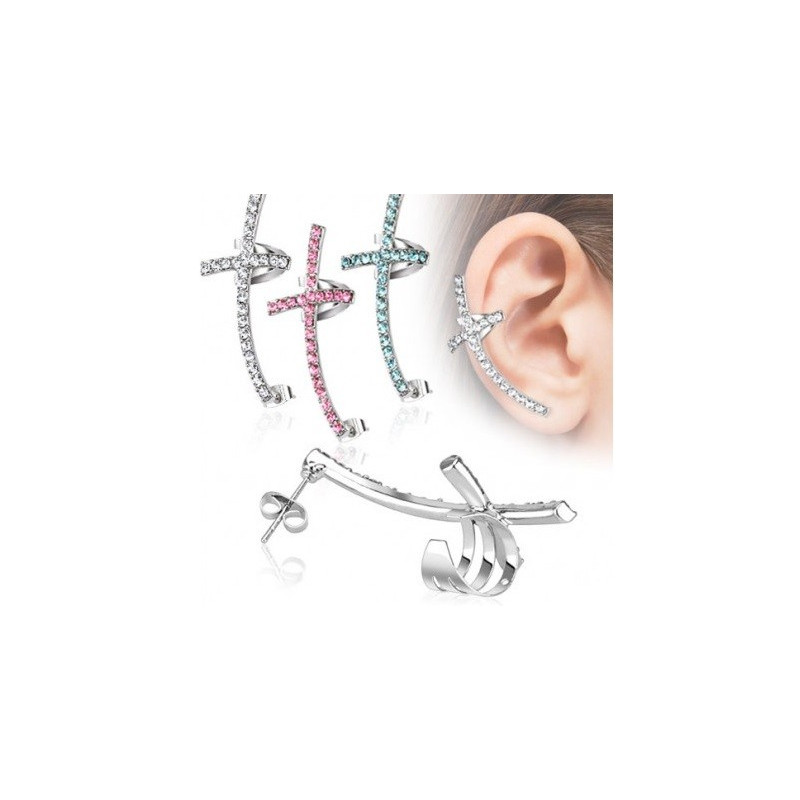 Bijou oreille acier chirurgical croix en zirconium de couleur bague cartilage oreille