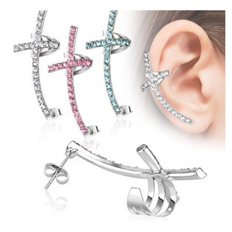 Bijou oreille acier chirurgical croix en zirconium de couleur bague cartilage oreille