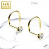 Piercing nez Or jaune 14 carats cristal blanc de 2mm