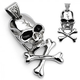 Pendentif pirate Skull acier chirurgical inox pour homme tete de mort