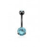 Piercing nombril black line cristal bleu turquoise 3 grif de qualité en acier noir