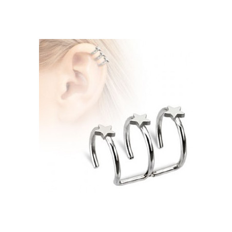 Faux piercing cartilage triple anneau étoile