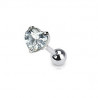 Piercing oreille tragus motif coeur cristal blanc