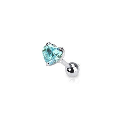 Piercing oreille hélix motif coeur bleu turquoise cristal