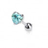 Piercing oreille hélix motif coeur bleu turquoise cristal