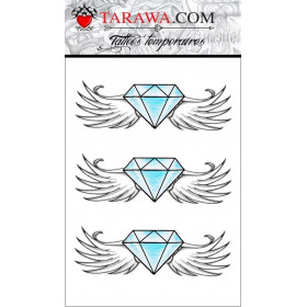 Tatouage éphémère diamant bleu et ailes d'anges