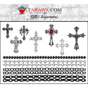 Tatouages temporaires chapelet croix et chaine