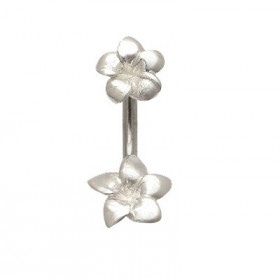 Piercing nombril argent double fleurs