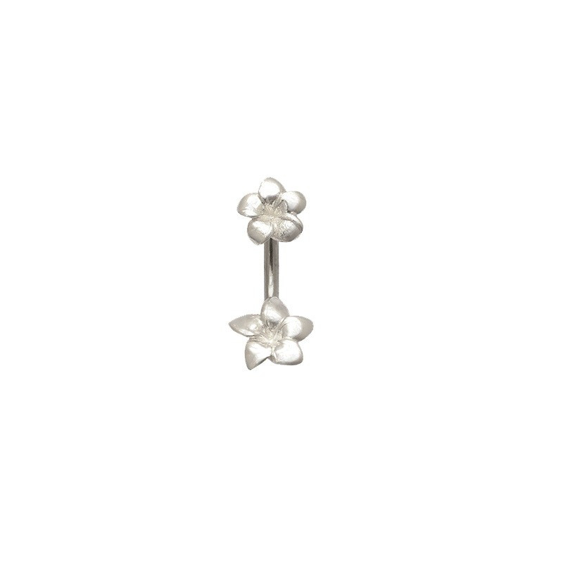 Piercing nombril argent double fleurs