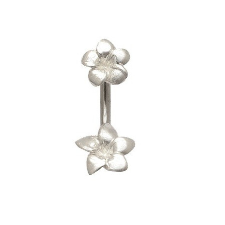 Piercing nombril argent double fleurs