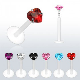 Piercing Labret Coeur tige bioflex