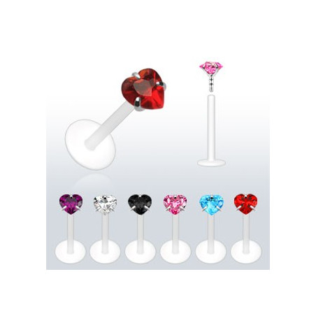 Piercing Labret Coeur tige bioflex