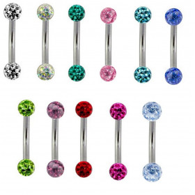 Piercing arcade double bille cristal barre titane