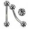 achat Piercing arcade double bille cristal couleur diamant barre titane